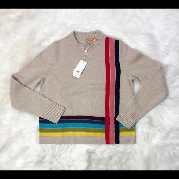 Tory Burch Stripe Cashmere Pullover Sweater